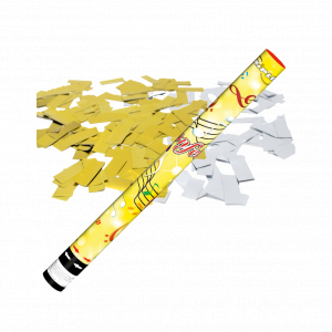 Konfetti metalizowane złote srebrne - tuba pneumatyczna 60 cm 