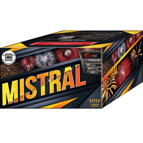 Mistral PXB3516 wyrzutnia fajerwerków 80 strzałów 20 mm Piromax F2
