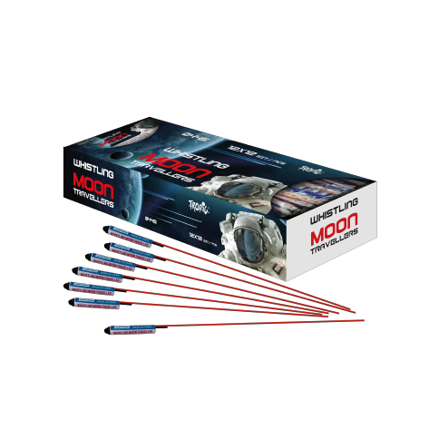 Małe rakietki z gwizdem Whistling Moon 0445 - 12 sztuk Tropic F2