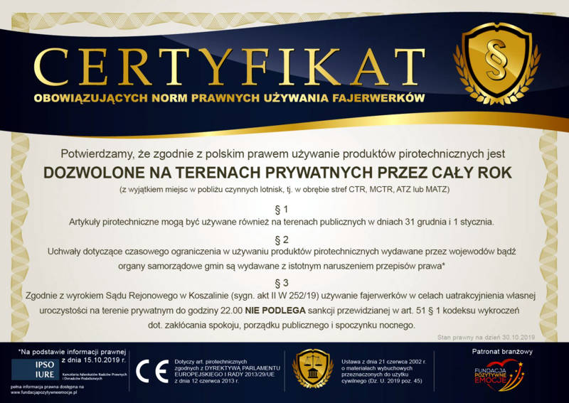 Normy prawne używania fajerwerków
